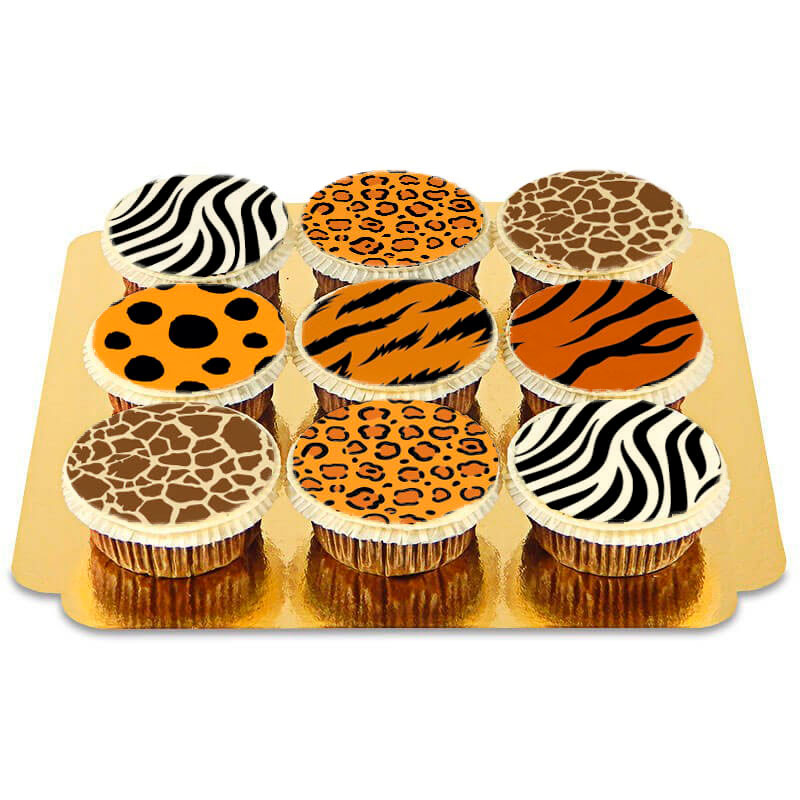 Animal-print cupcakes, 9 pieces