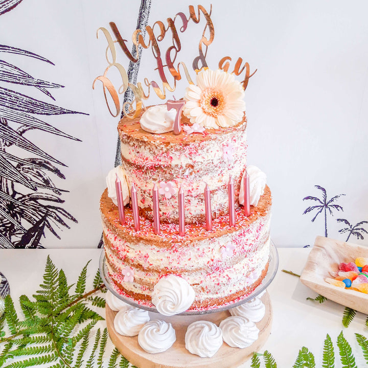 Two-tier naked cake – vanilla/raspberry