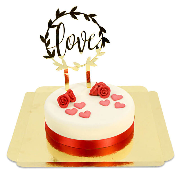 Valentine’s Day Decoration Set, red (gold cake topper)