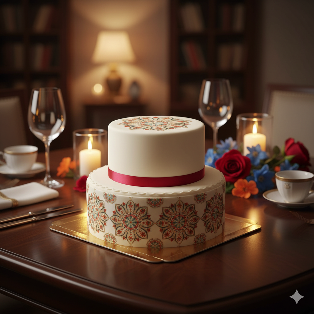Deluxe Mandala 2-tier cake