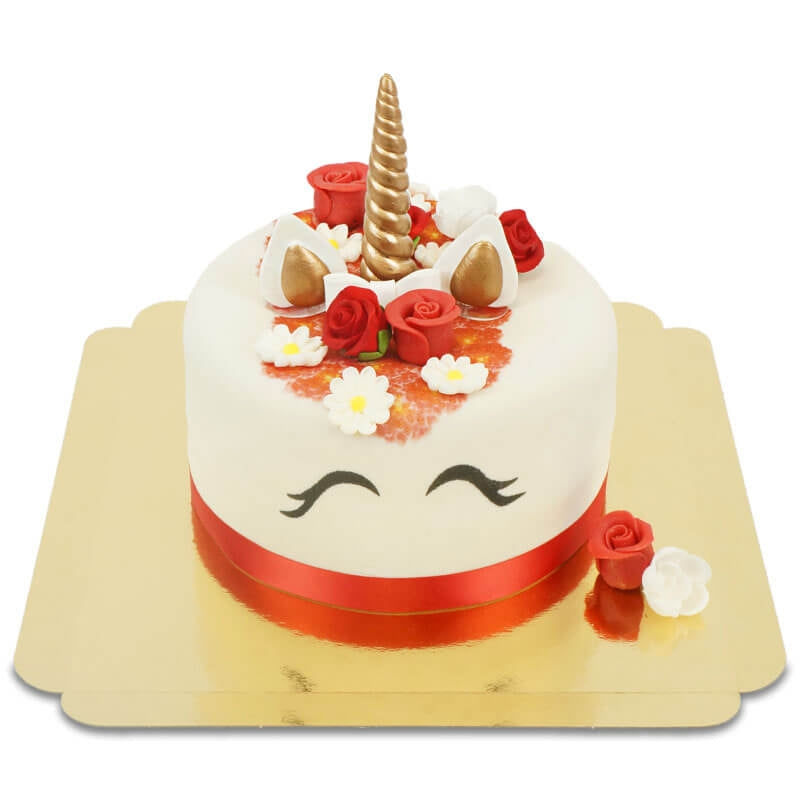 Red Unicorn Deluxe Cake – double height