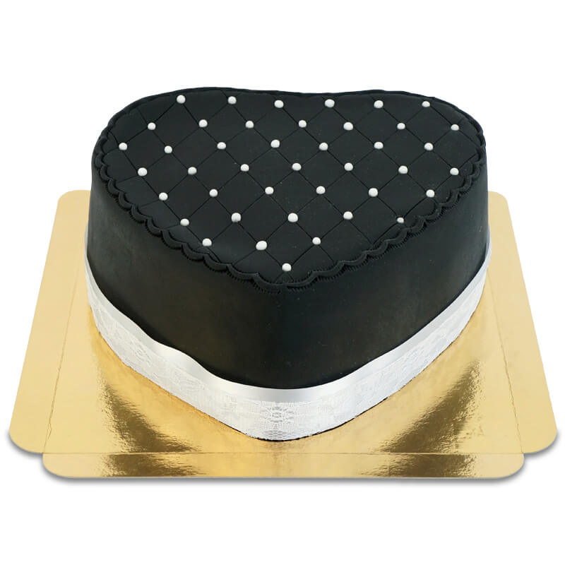 Black Deluxe Valentine’s Day Heart-Shaped Cake – Double Height