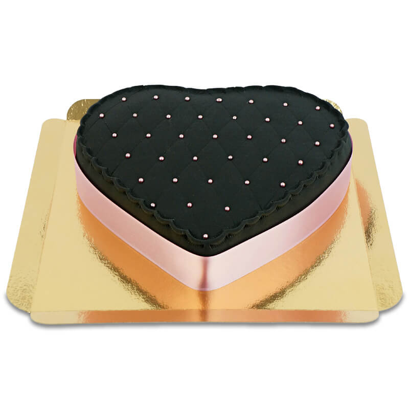 Black Deluxe Heart-Shaped Valentine’s Day Cake – various colours