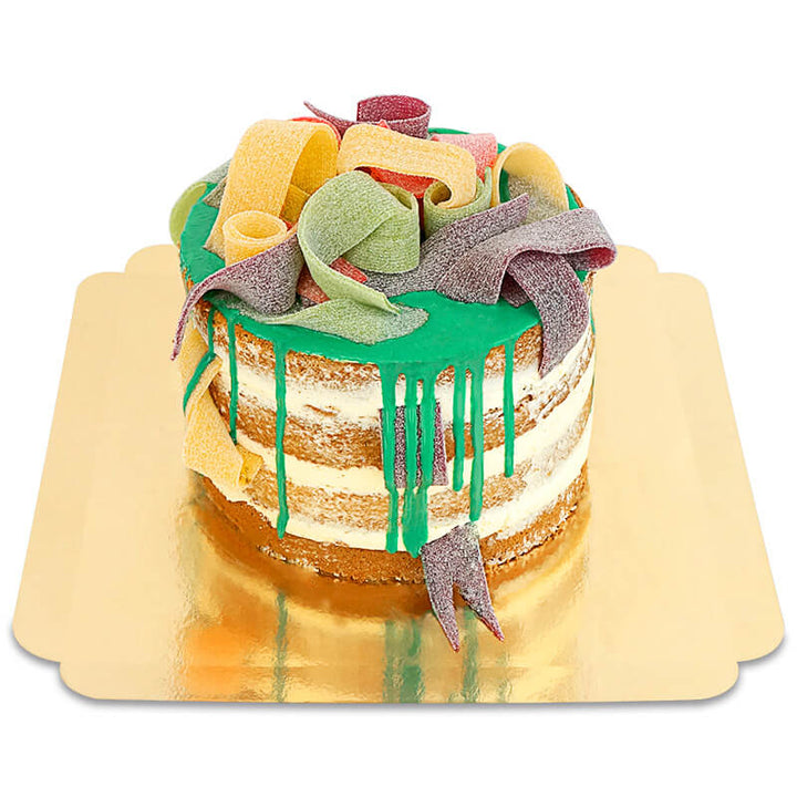 Cake with sour Haribo Pasta Basta® fruit gum strips