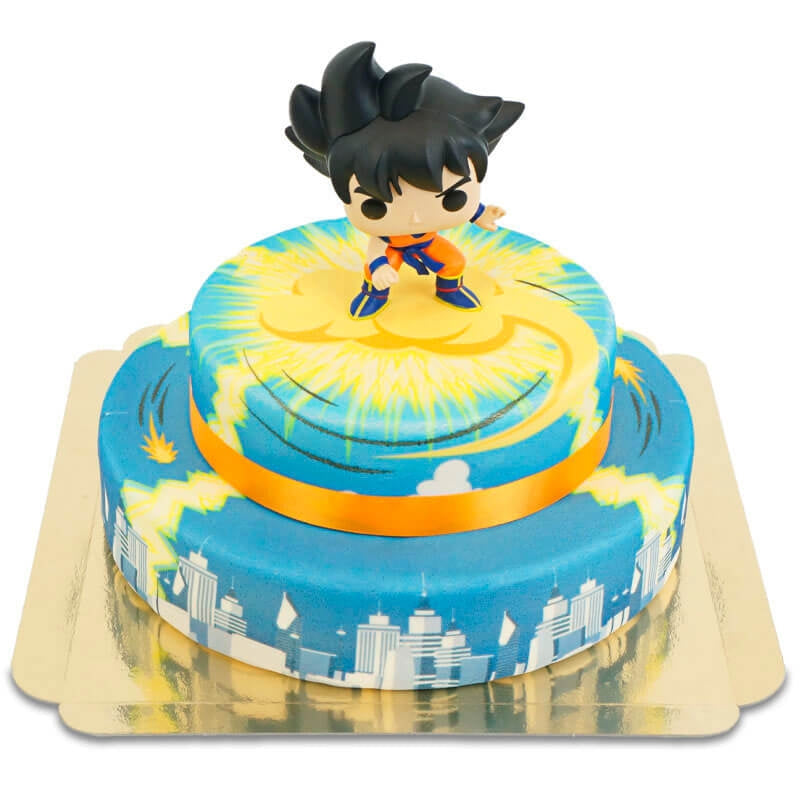 Son Goku® on a 2-tier Jindujun over city cake