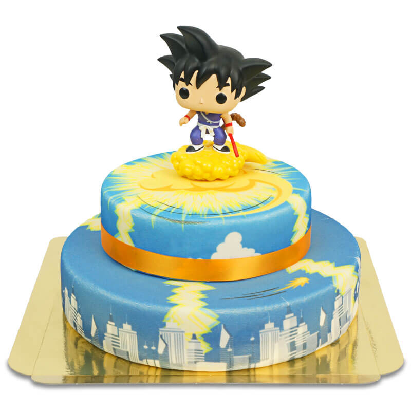 Kid Son Goku® on a 2-tier Jindujun over the City cake