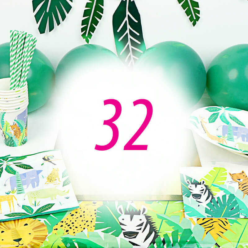 Jungle party set for 32 people – without cake