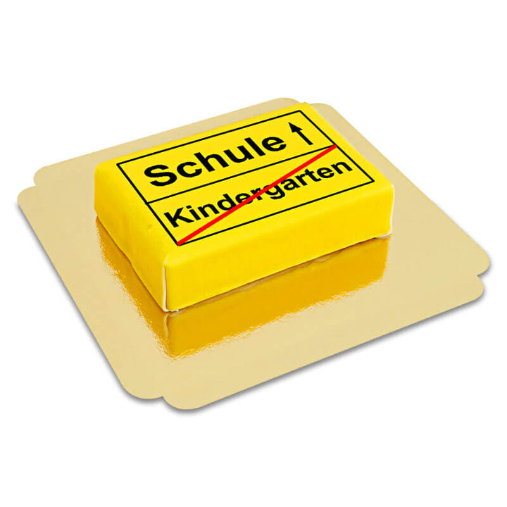 Square road sign cake for first day at school