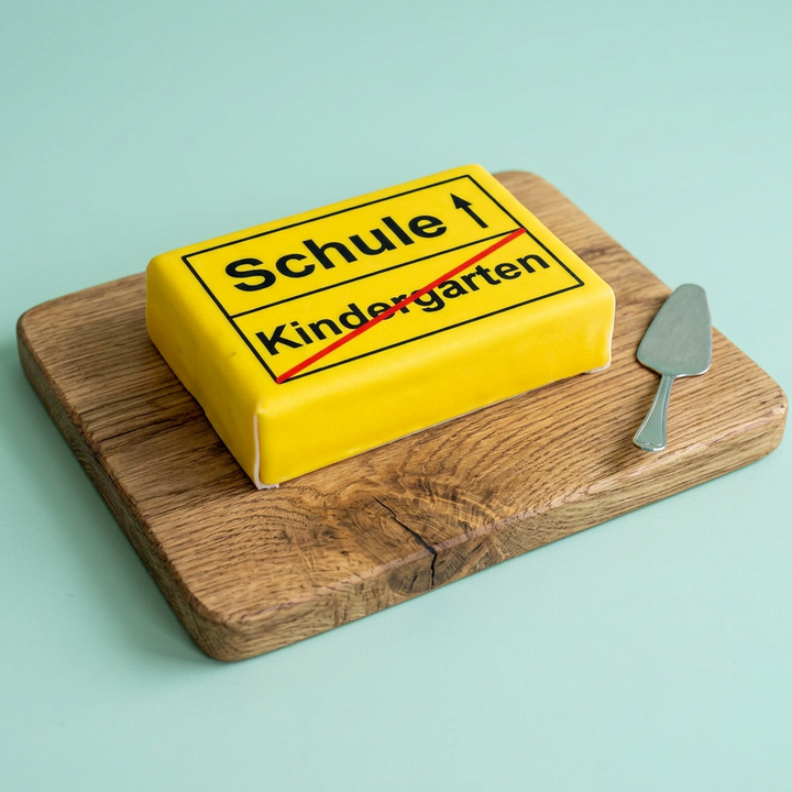 Square road sign cake for first day at school