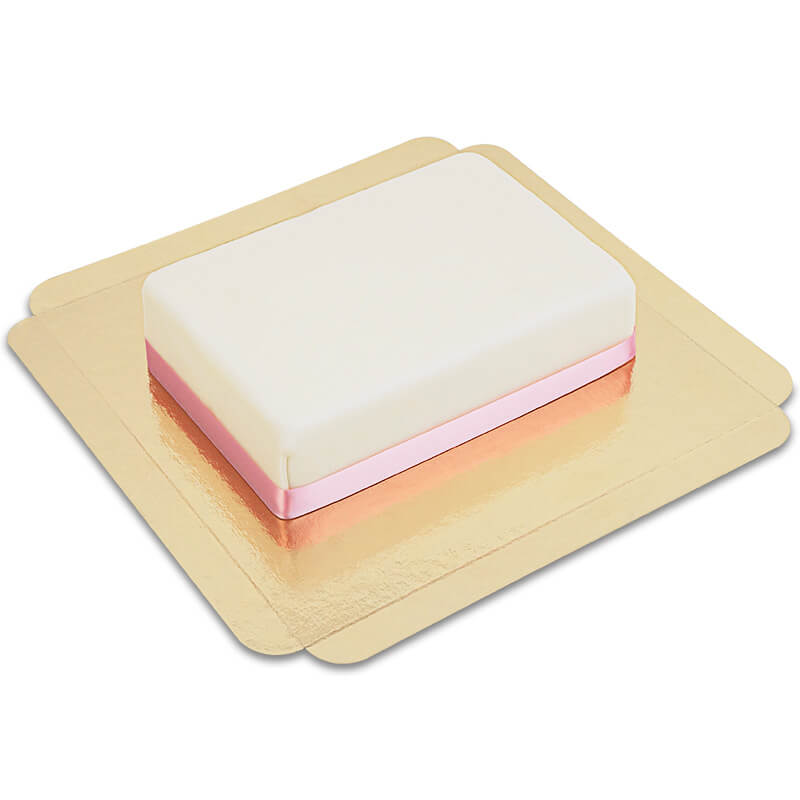 Square white cake with cake ribbon