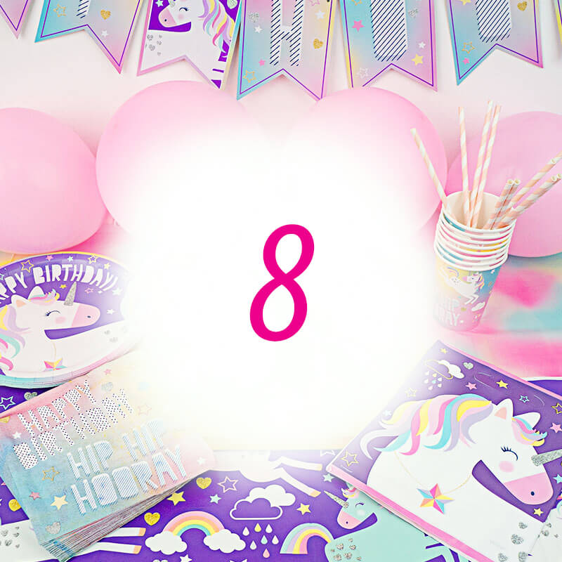 Unicorn Party Set for 8 people – without cake