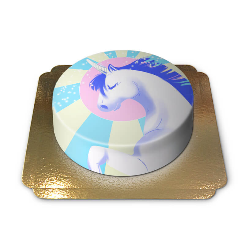 Blue and White Unicorn Cake
