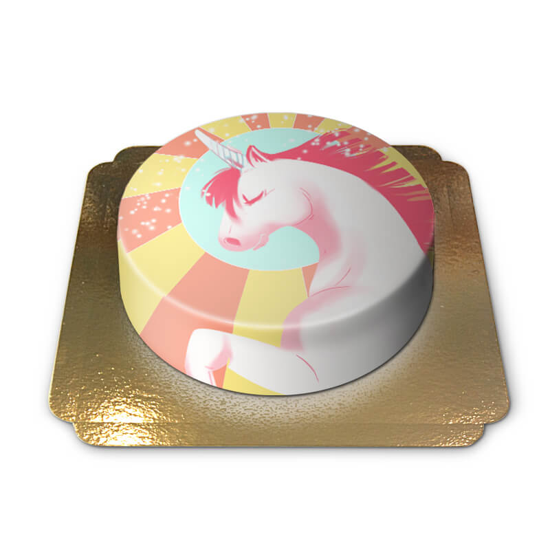 Yellow and red unicorn cake