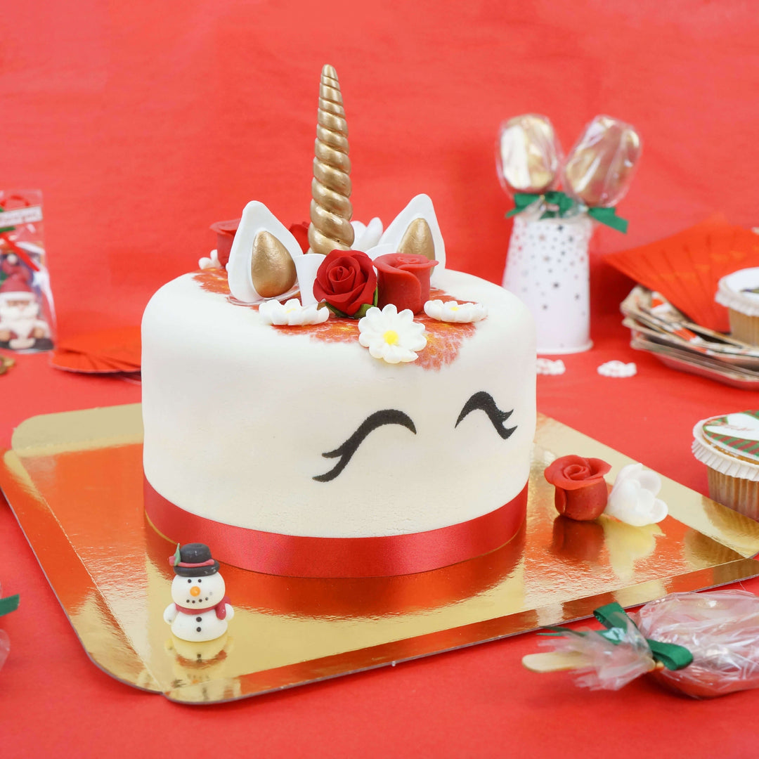 Red Unicorn Deluxe Cake – double height