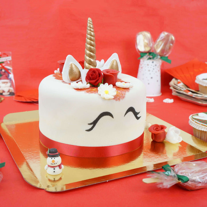 Red Unicorn Deluxe Cake – double height
