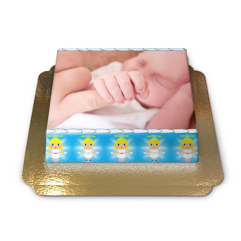 Photo cake with angel frame