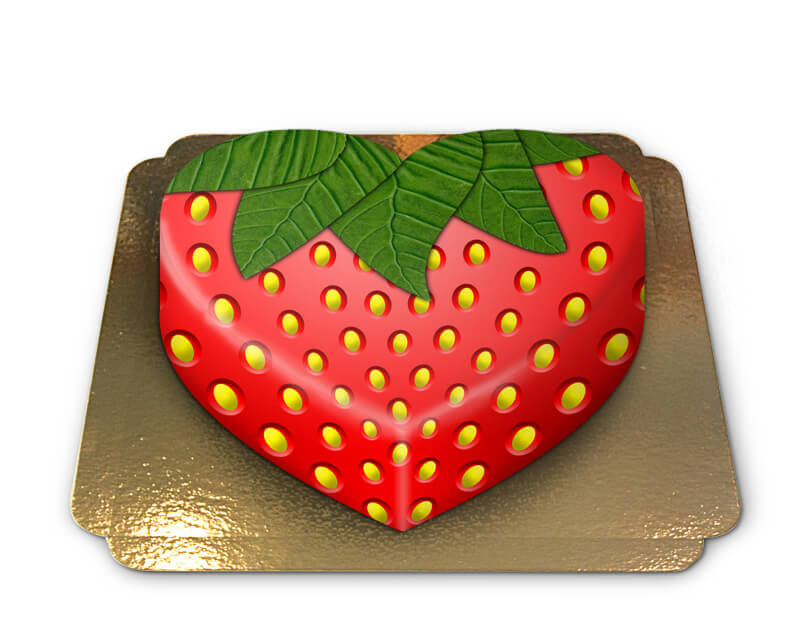 Heart-shaped strawberry cake