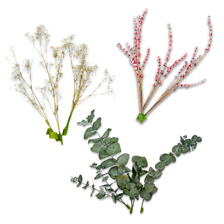 Dried Flower Decoration Set – Eucalyptus, Gypsophila and Lavender Pink