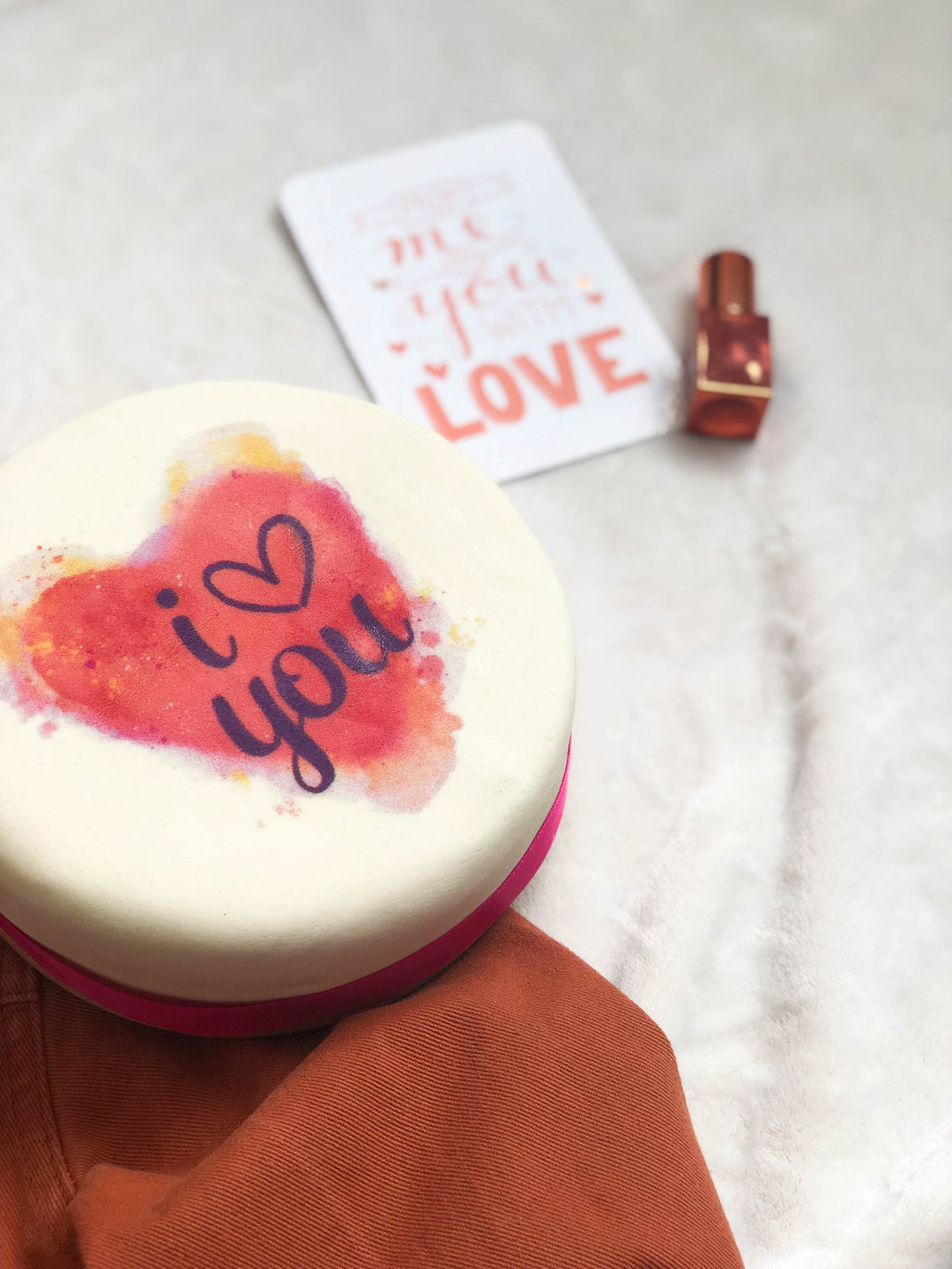 I Love You Watercolour Heart Cake