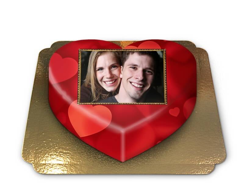 Heart-shaped photo cake, large