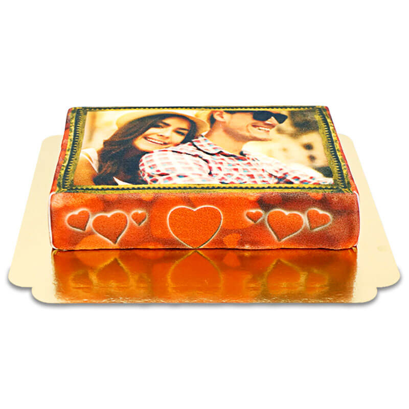 Photo cake with heart frame