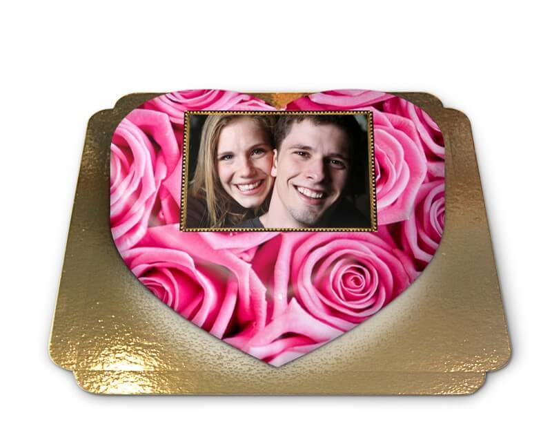 Heart-shaped photo cake, large