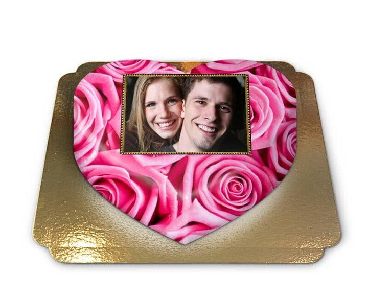 Heart-shaped photo cake, large