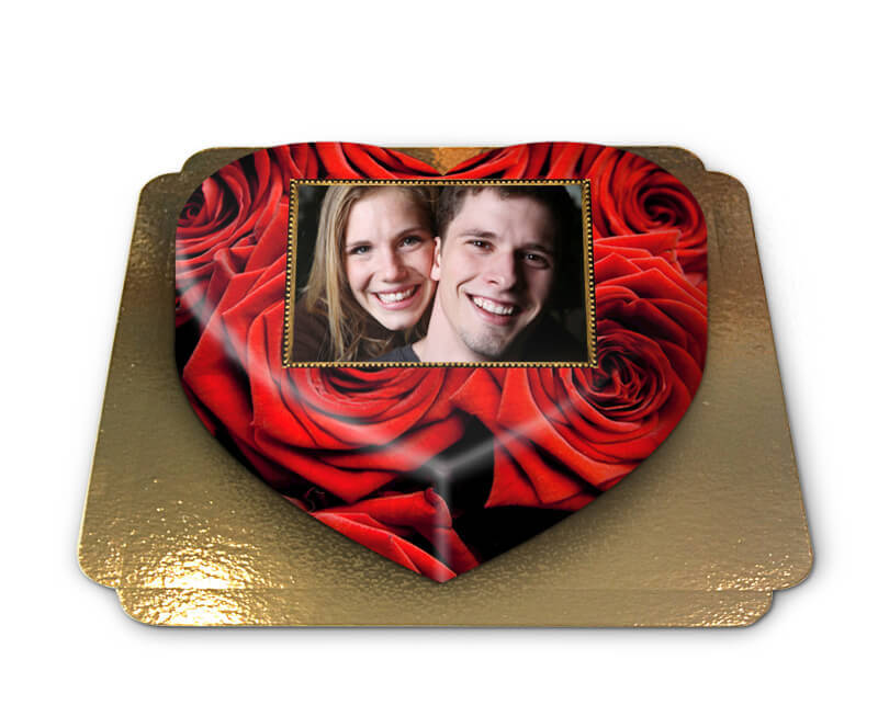 Heart-shaped photo cake, large