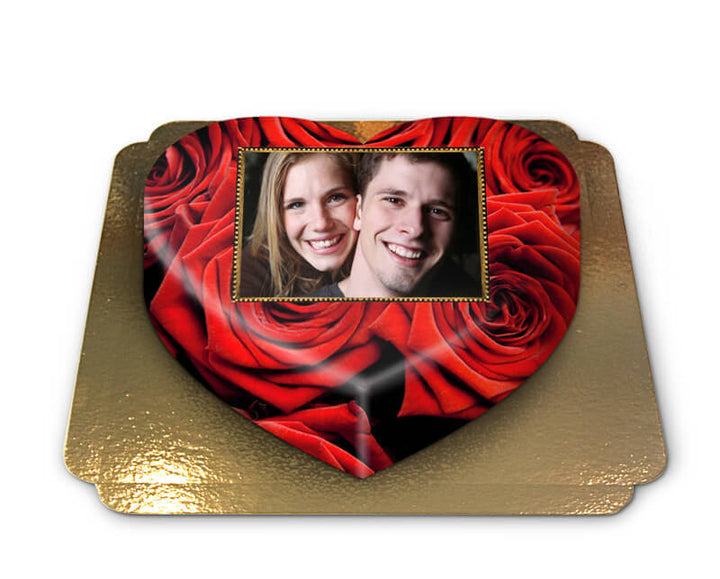Heart-shaped photo cake, large