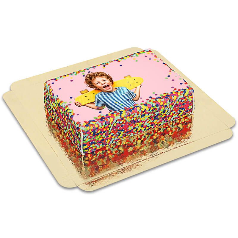 Photo cake with confetti border