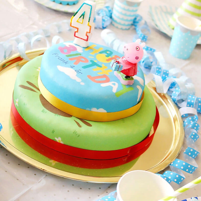 Peppa Pig and George two-tier meadow cake