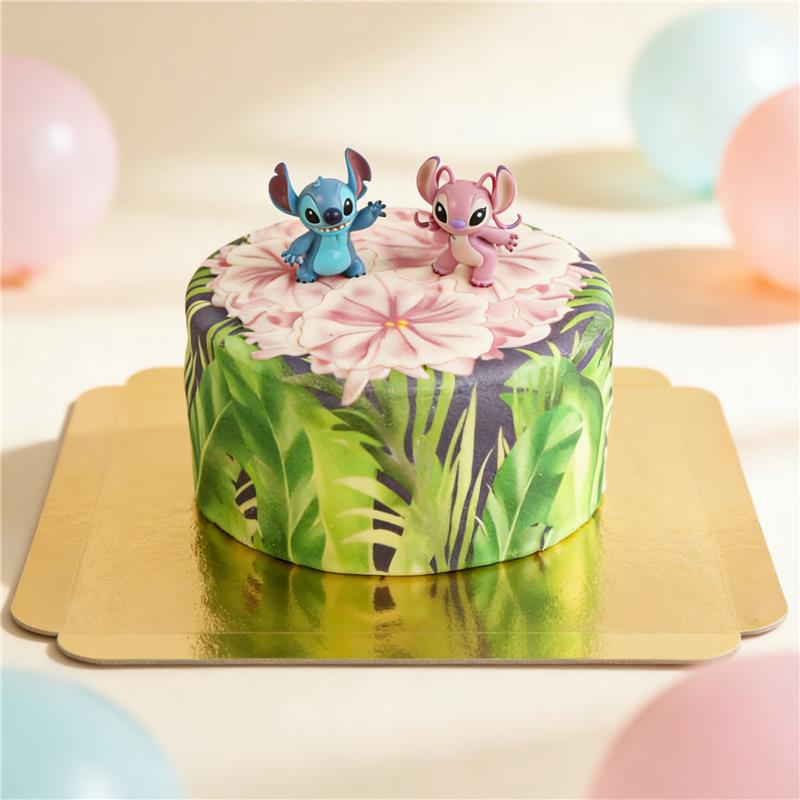 Angel & Stitch® on a tropical deluxe cake