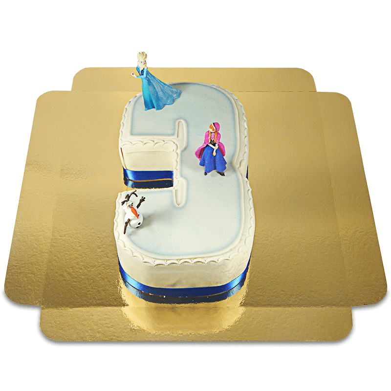 The Frozen® characters Anna & Olaf on Number 3 cake