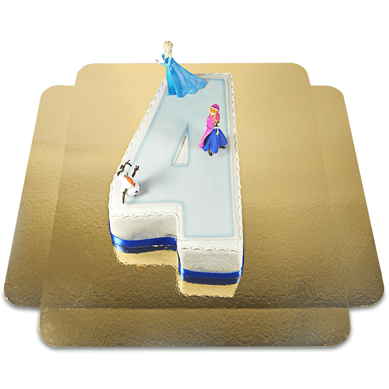 The Frozen® characters Anna & Olaf on Number Cake No. 4