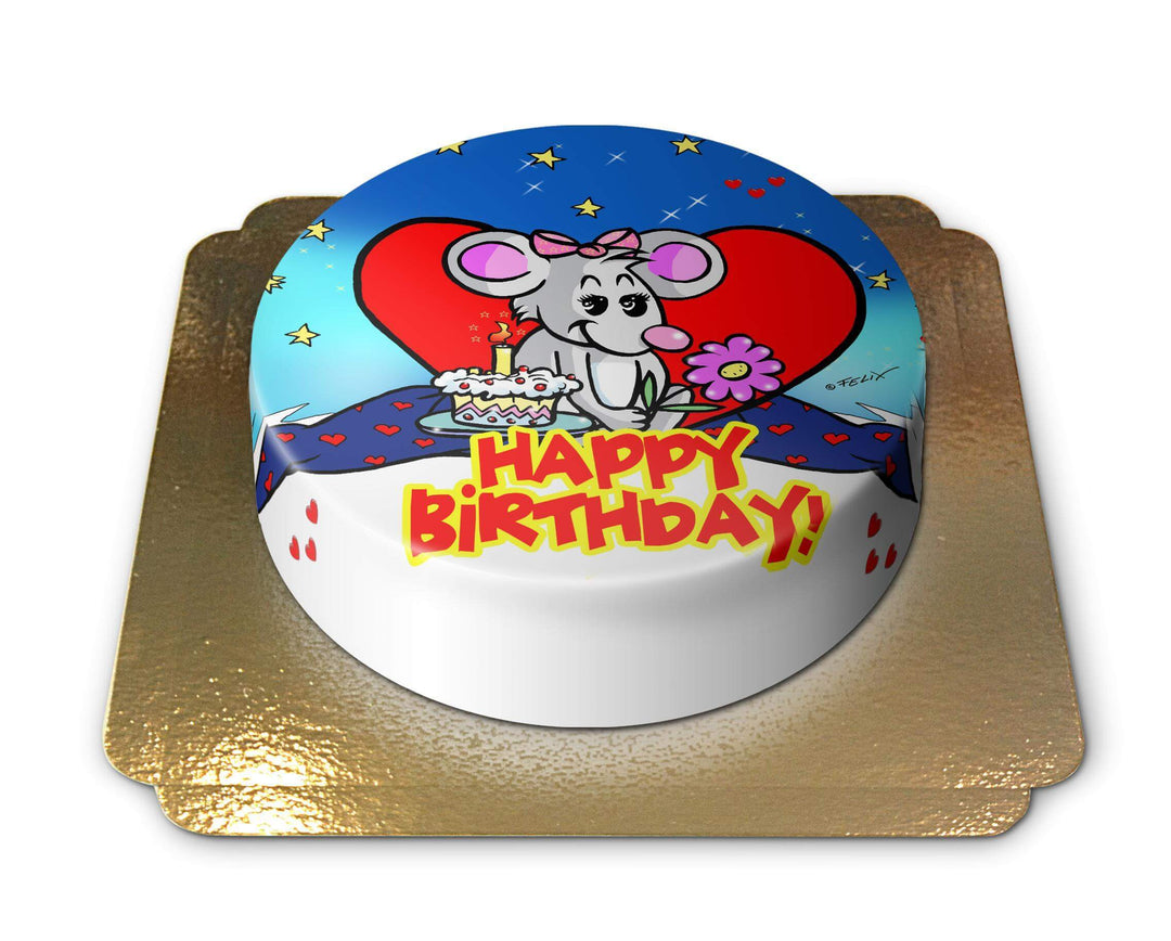 Comic Mouse Happy Birthday Cake