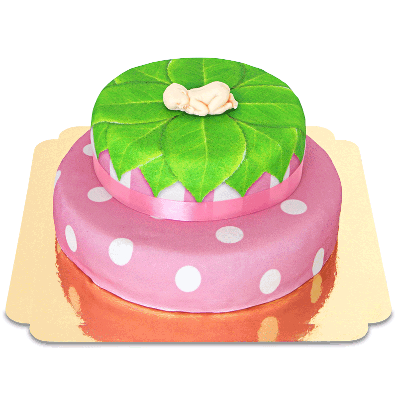 Baby figure on a 2-tier cake, pink