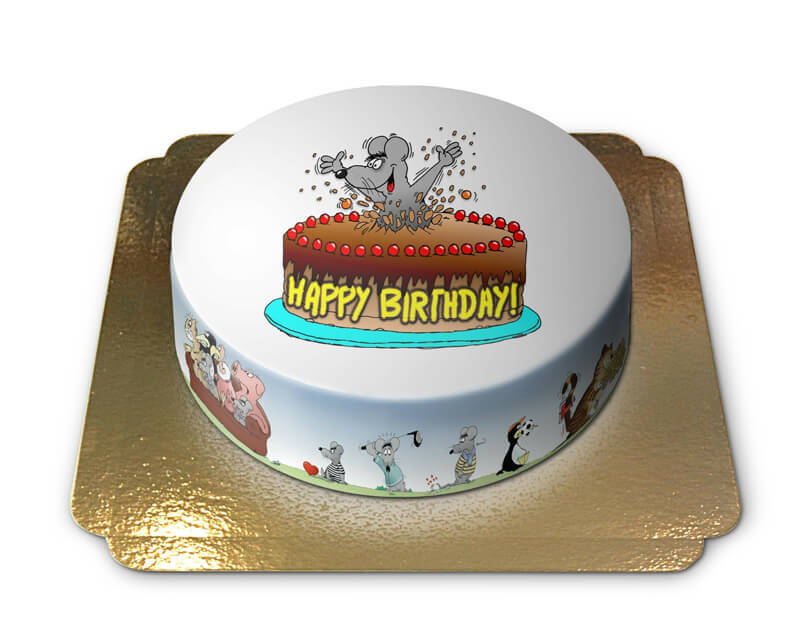 Birthday cake with comic mouse – Uli Stein