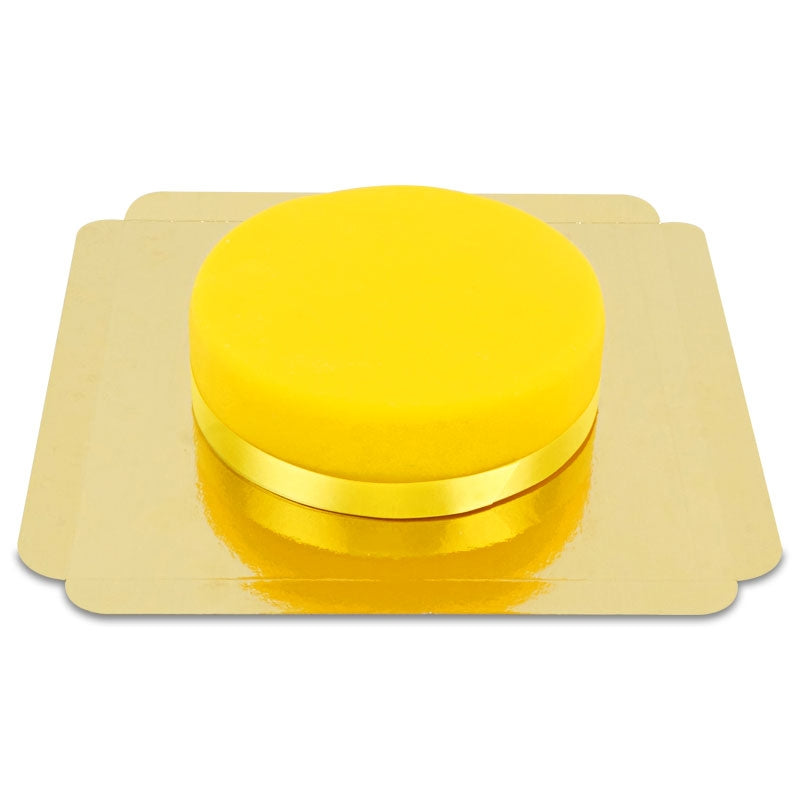 Yellow cake with cake ribbon