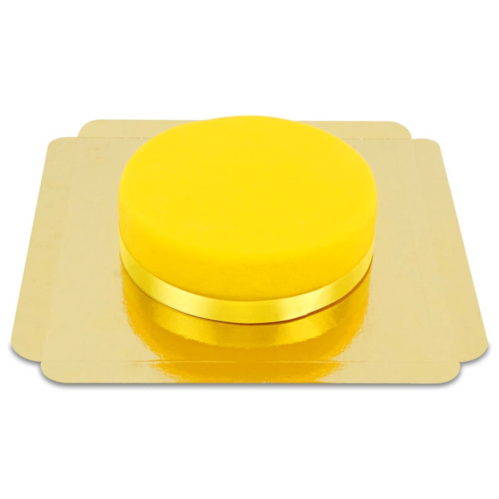 Yellow cake with cake ribbon