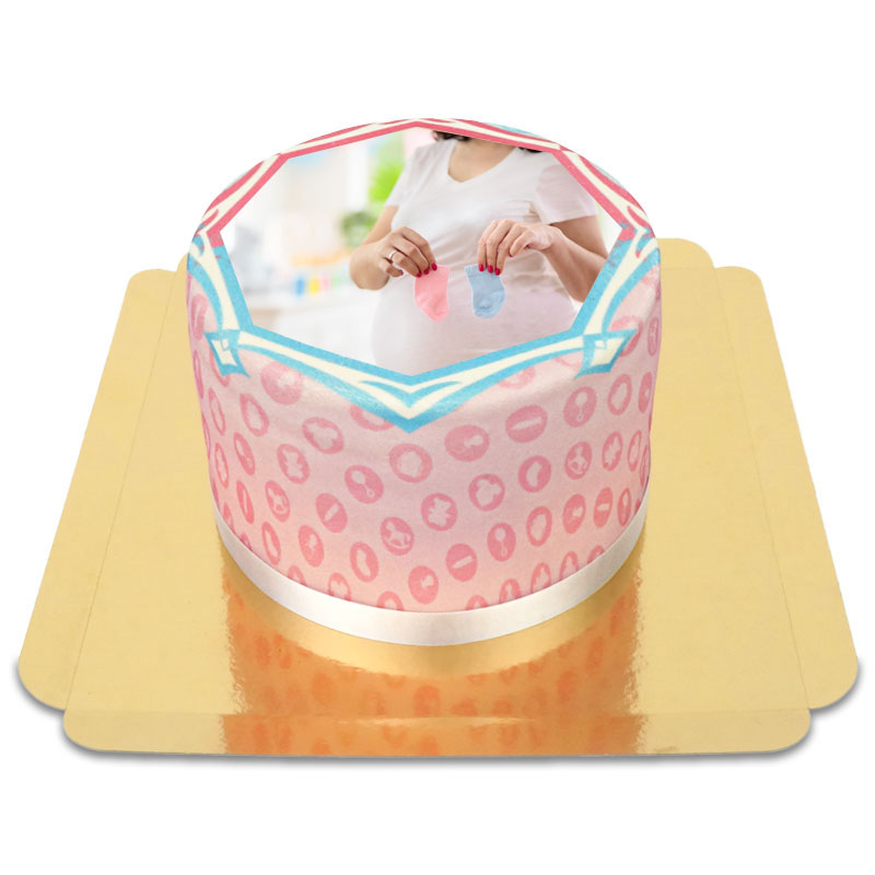 Deluxe Gender Reveal Photo Cake