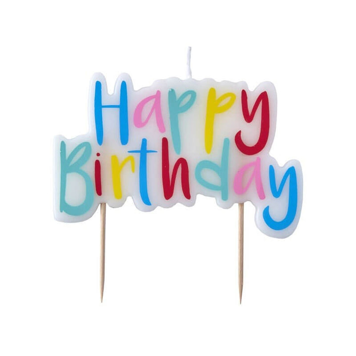 Cake Candle, Happy Birthday Multicoloured