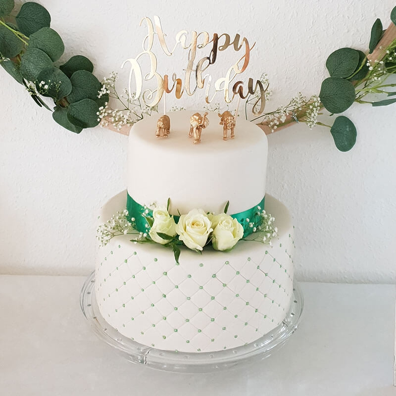 Happy Birthday Deluxe two-tier cake – various colours