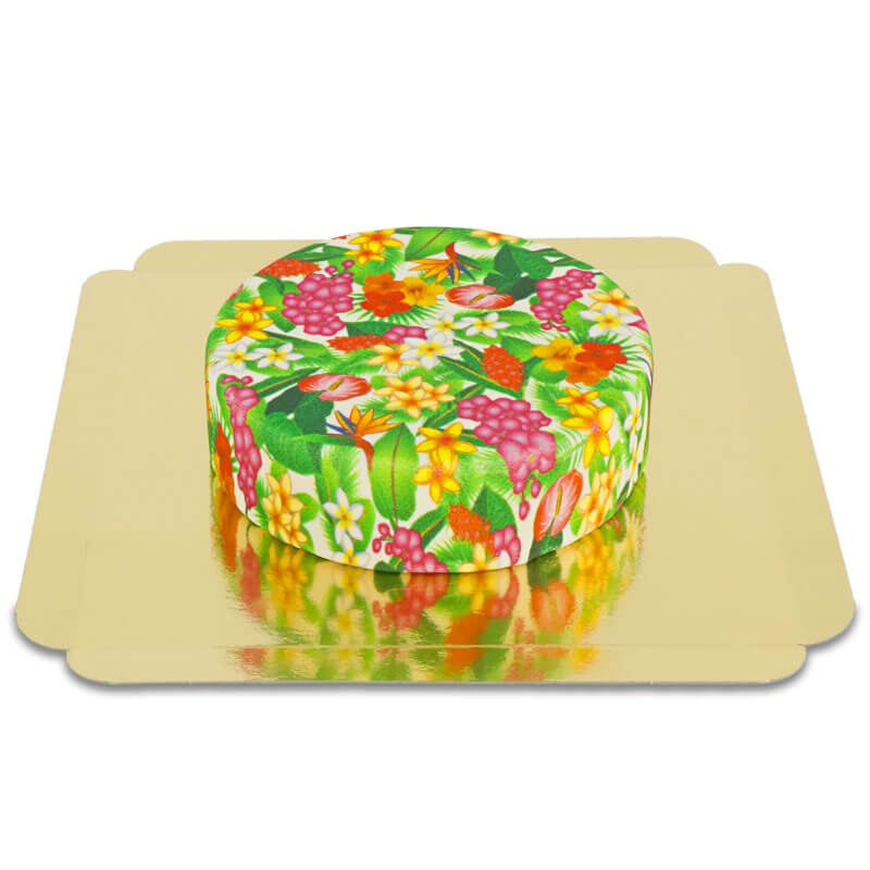 Green Tropical Flower Cake