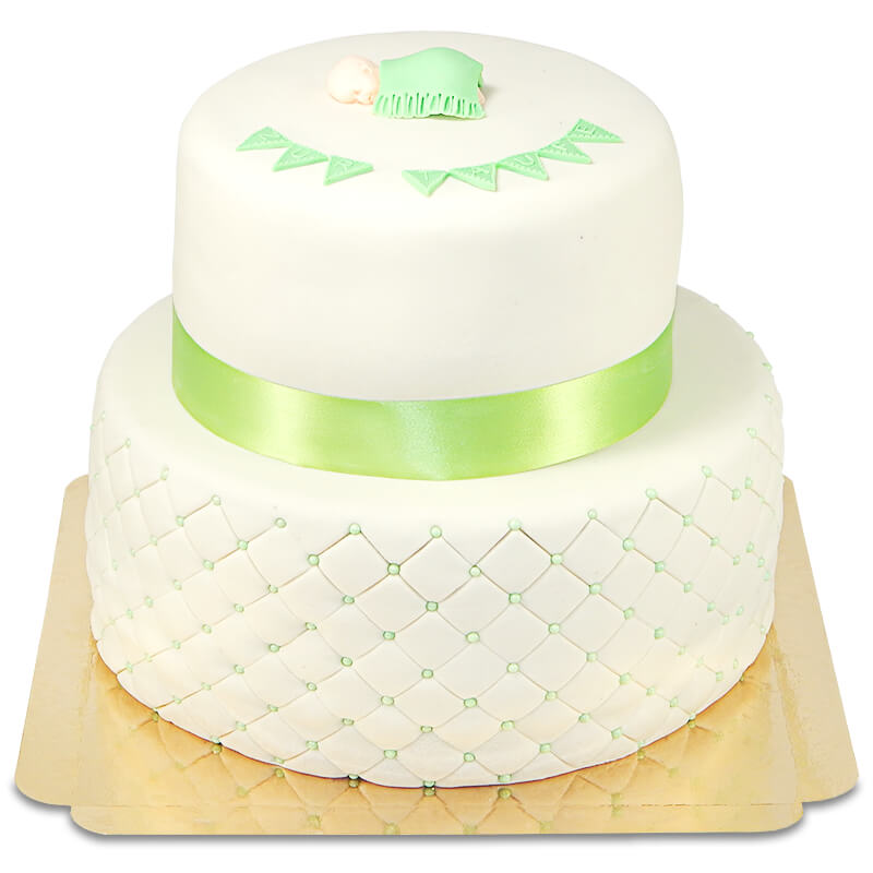 Green christening cake
