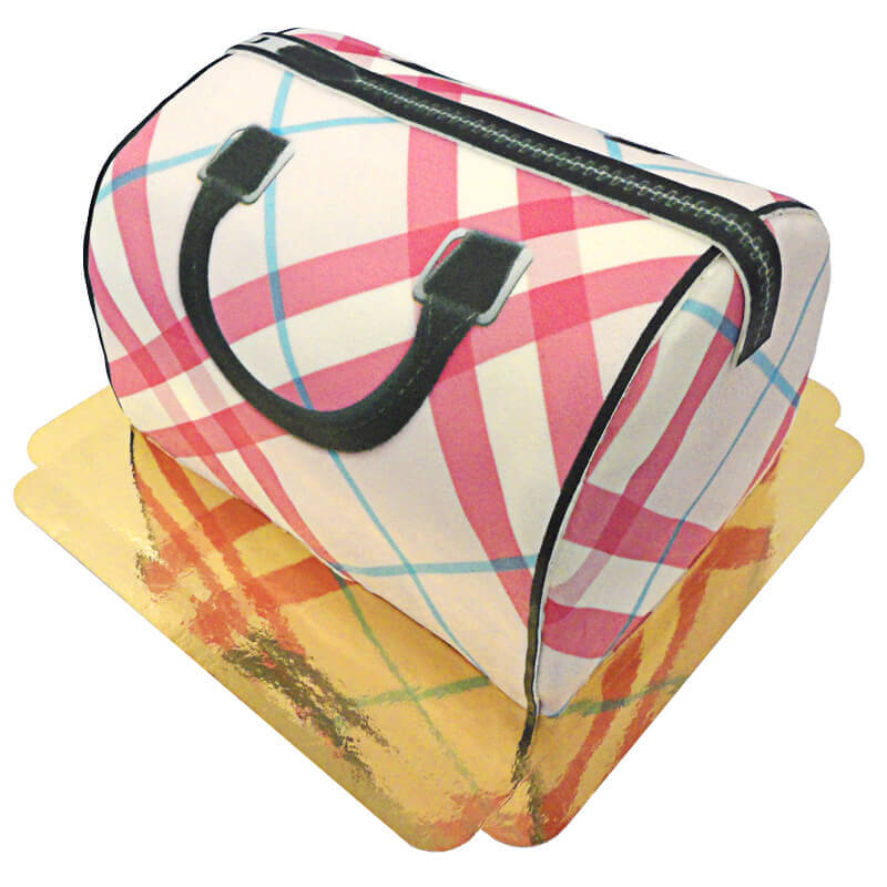 Handbag cake with pattern, pink