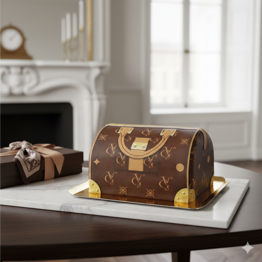 Handbag Cake VG, brown with beige details