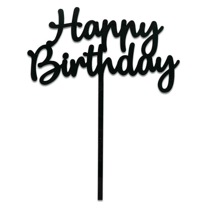 Happy Birthday Cake Topper – Black