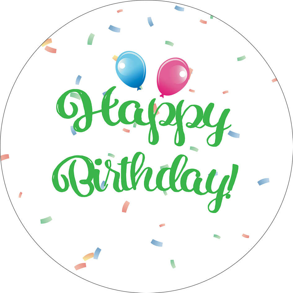 Happy Birthday GREEN cake topper, 8 cm