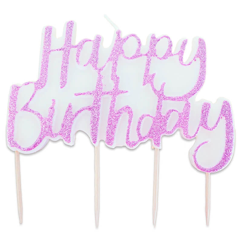 Cake candle, Happy Birthday Pink