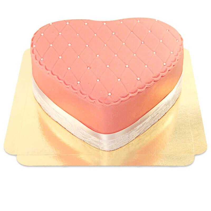 Pink Deluxe Valentine’s Day Cake in Heart Shape – Double Height